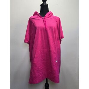 NWT LIVI Active Women's Hoodie Tunic Size 22/24 Pink Short Sleeve Athleisure